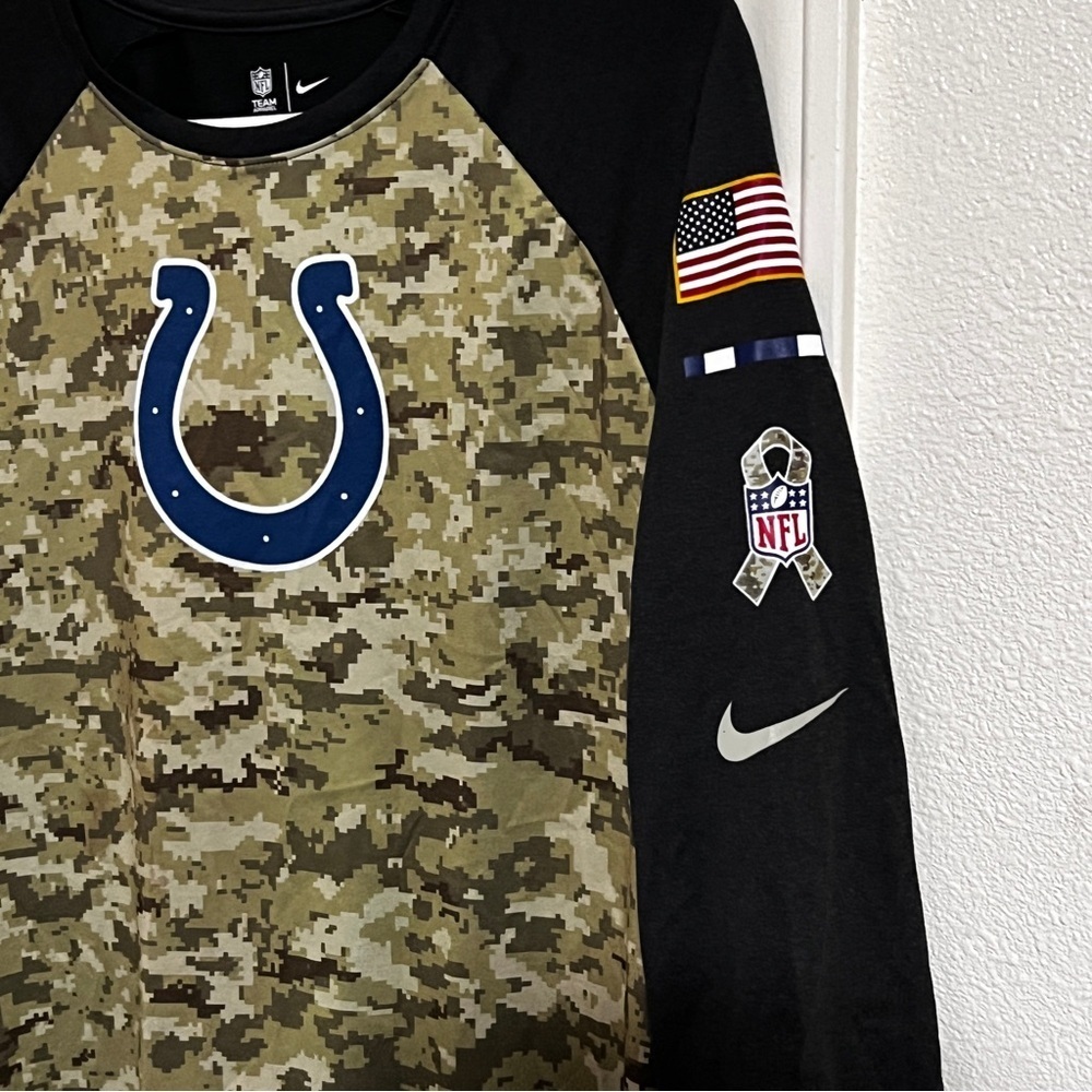 Nike Indianapolis Colts Youth L Long Sleeve Shirt Salute To Service Camo DriFit - Picture 2 of 6